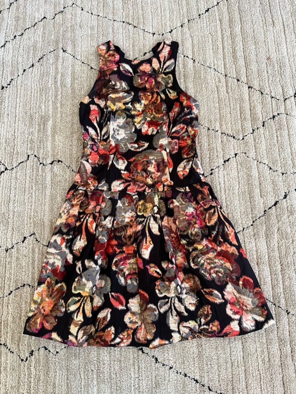 Anthropologie Leifsdottir Adelita Brocade Metallic Mini Dress Pockets Sz 0